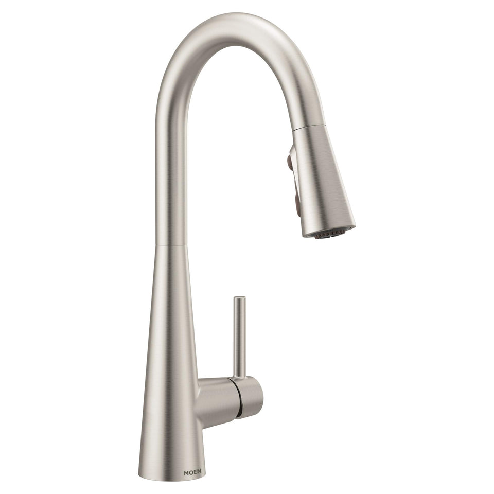 Moen Sleek faucet with spot-resistant stainless finish for a cleaner look and fewer fingerprints