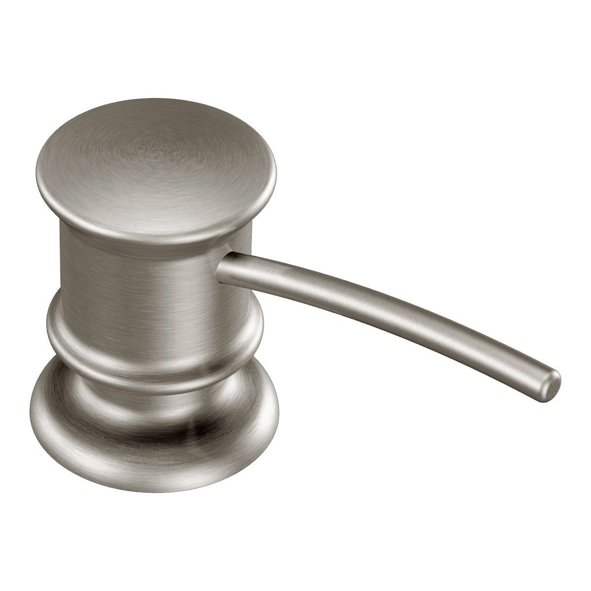 Moen Spot Resist stainless dispenser with top lift design for easy refills.