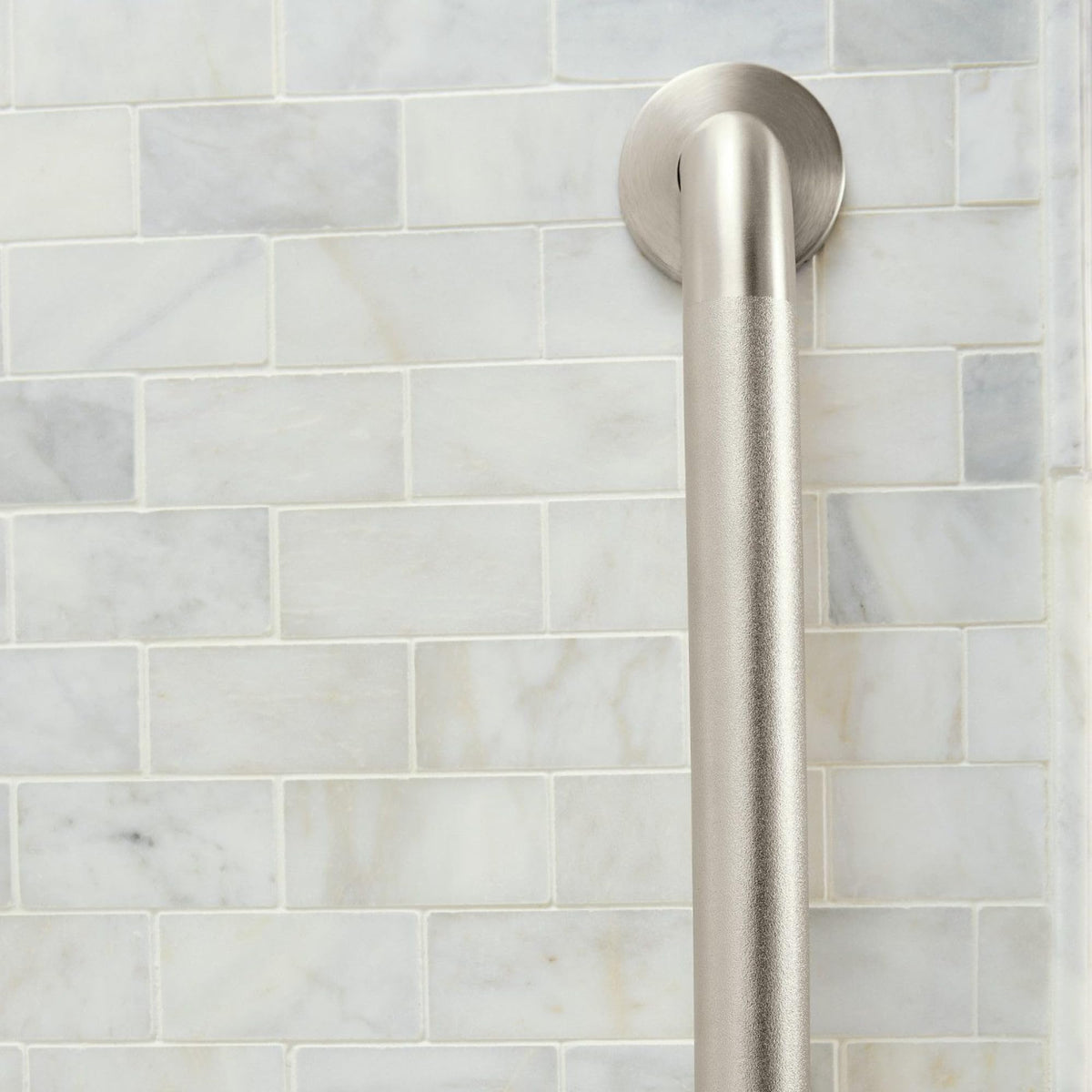 Moen stainless steel bath grab bar blending durability with contemporary decor