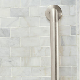 Moen stainless steel bath grab bar blending durability with contemporary decor