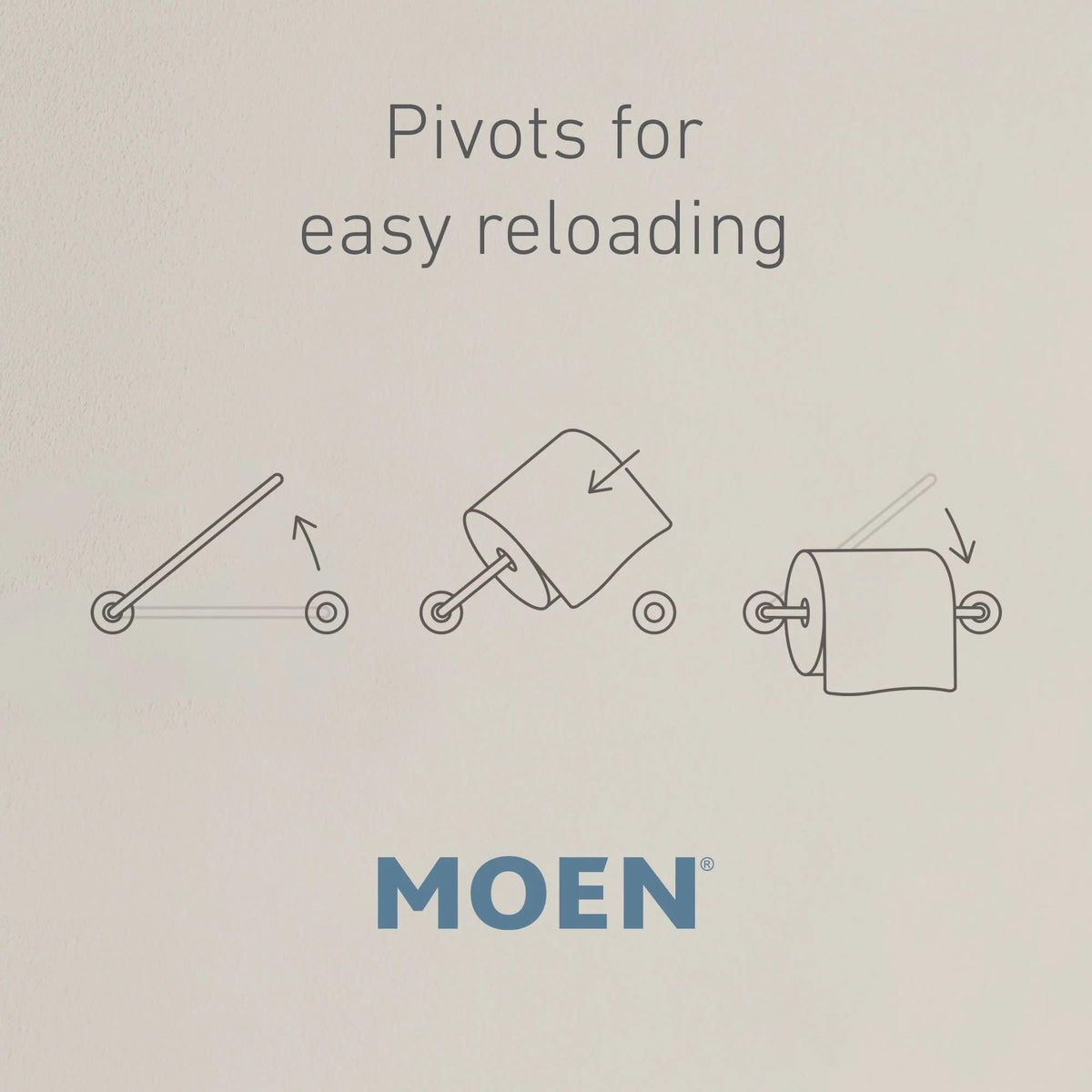 Moen Vale chrome pivoting post design enables quick roll replacement.