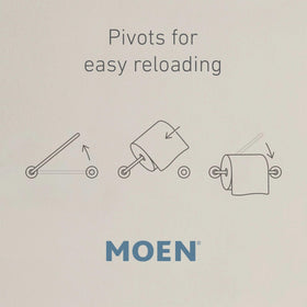 Moen Vale chrome pivoting post design enables quick roll replacement.