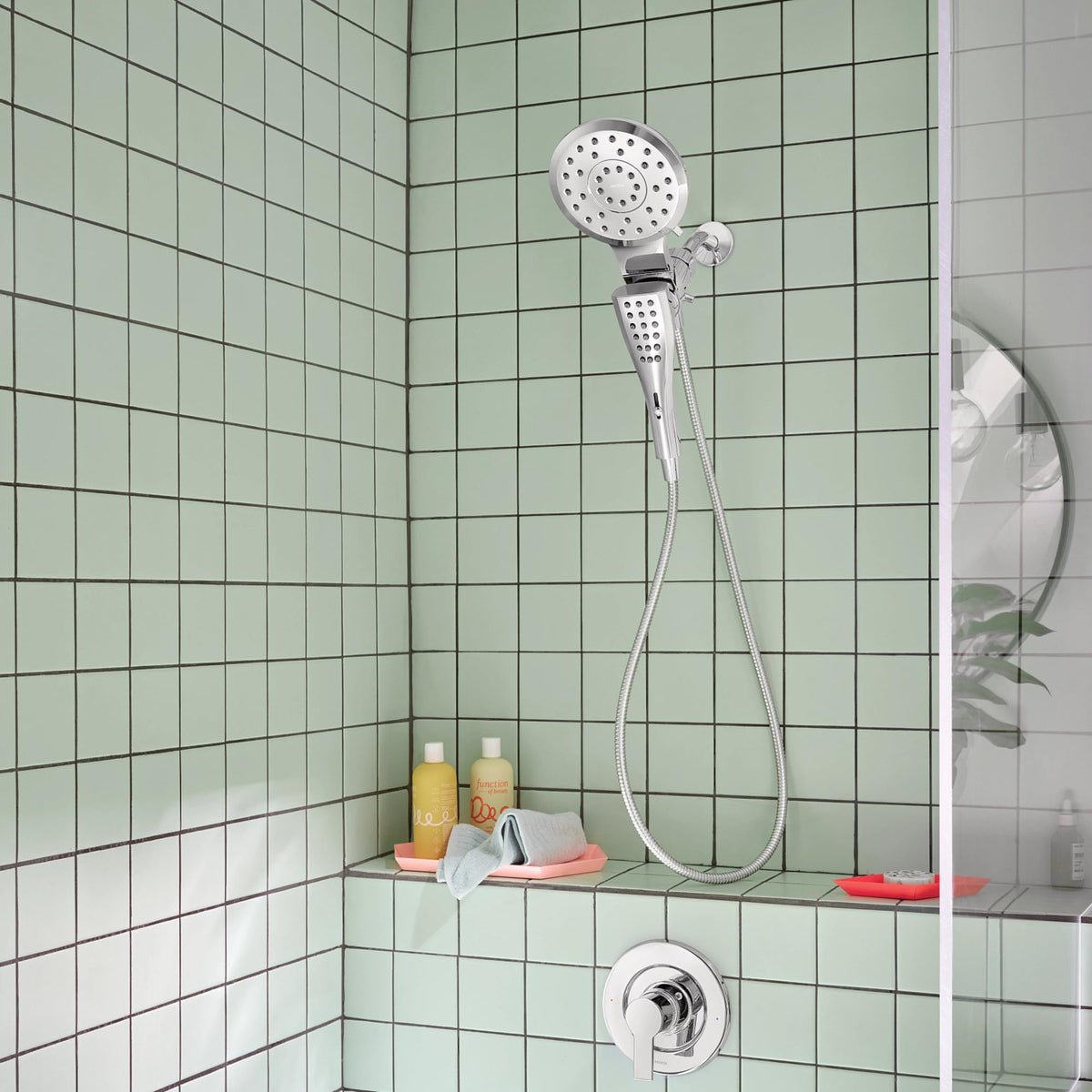 Magnetix dock on Moen Verso for quick release and secure reattachment.