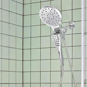 Pivoting rainhead angle on Moen Verso customizes spray coverage.