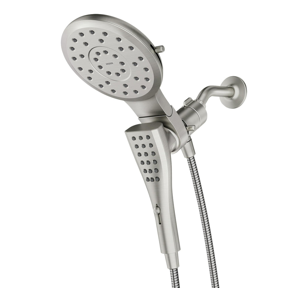 Moen Verso rainhead with Infiniti dial for limitless spray options.