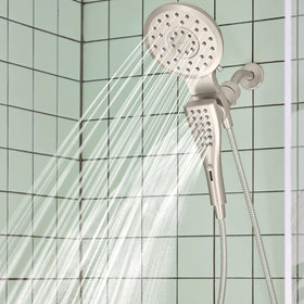 Moen Verso three-in-one design supports separate or combined operation of heads.