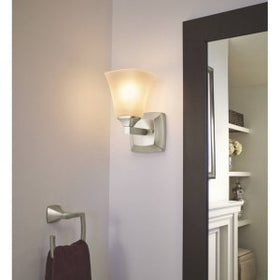 Moen Voss brushed nickel finish closeup showing warm metallic look