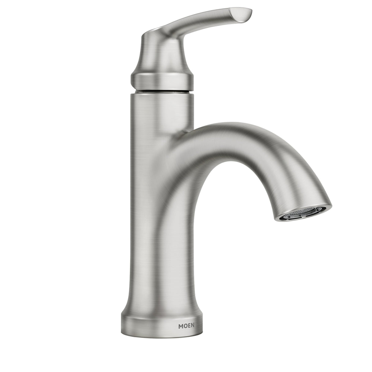Moen Wellton front view with spot resist brushed nickel finish showing cleaner look