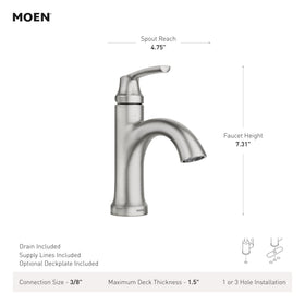 Moen Wellton side view highlighting fingerprint-resistant brushed nickel
