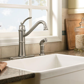 Moen Wetherly installation supports 2- or 4-hole sink configurations.
