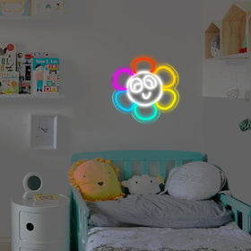MOERBENCHI rainbow flower neon sign adds colorful ambiance