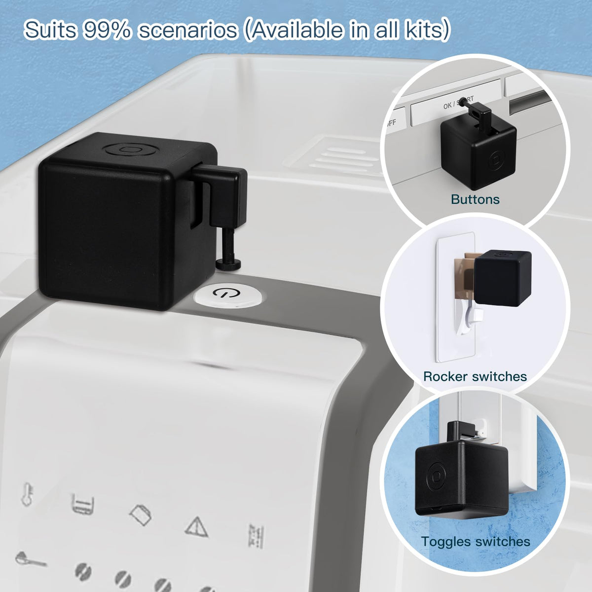 Sticker installation beside a rocker switch for quick retrofit.