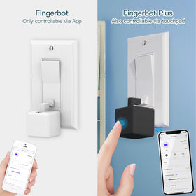 MOES Fingerbot Plus with Tuya Hub compatibility enables remote control.