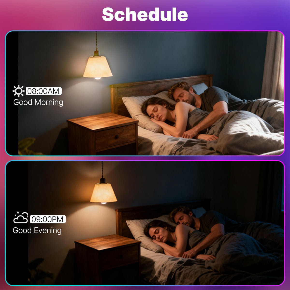 MOES Edison smart bulb with scheduling for automated lighting routines.