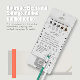 MOES 2nd-gen wall-plate angle emphasizes compact footprint for standard boxes.