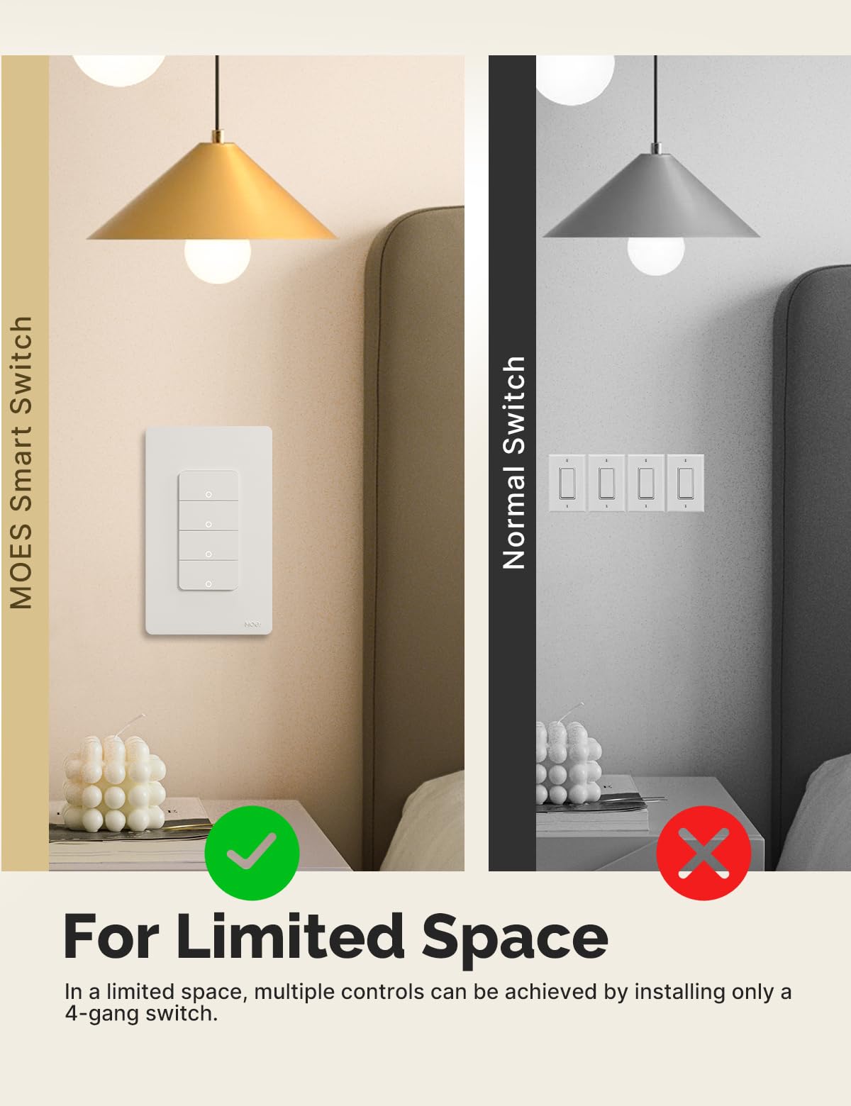 MOES smart double switch supports remote control via app.