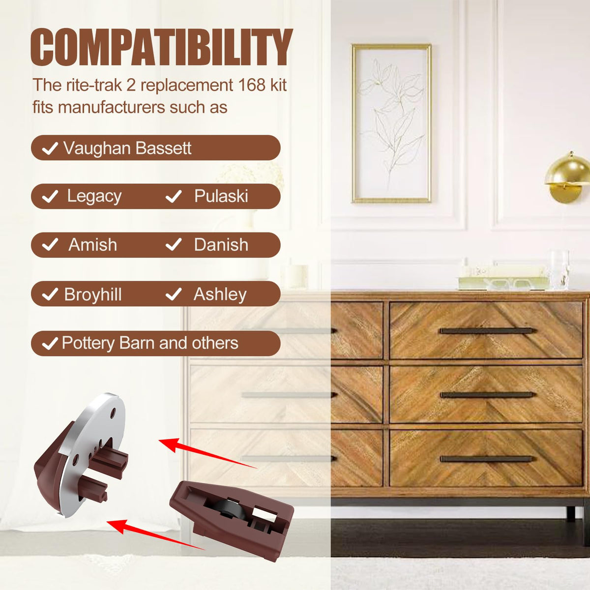 Moestoont Rite-Trak II replacement drawer slides with metal back for lasting durability