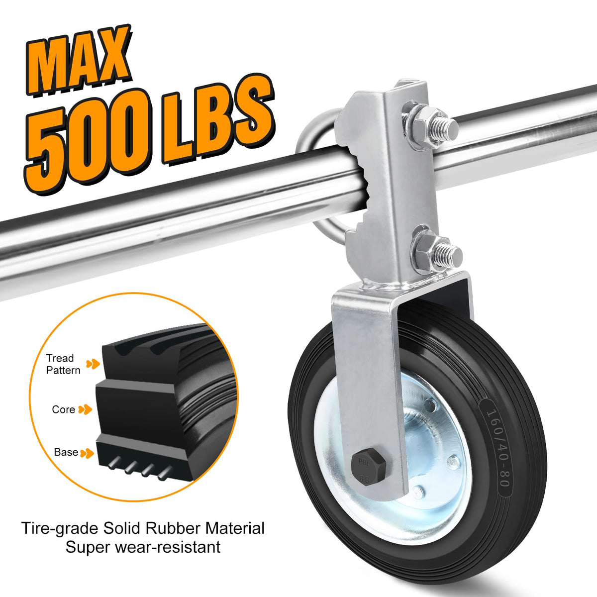MOFEEZ gate wheel 500lbs capacity eases gate movement on metal frames