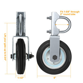 MOFEEZ six-inch diameter wheel provides clearances for outdoor gates