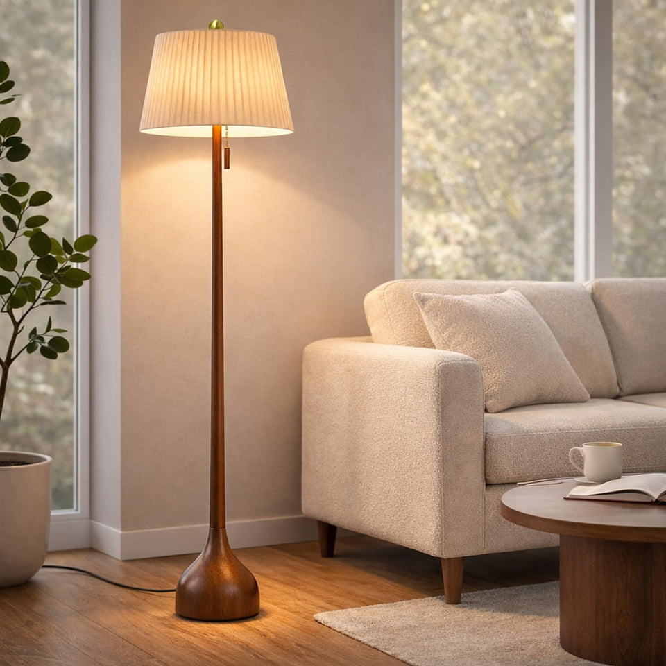 MOFFE 65in floor lamp teardrop base adds sculptural warmth to living spaces
