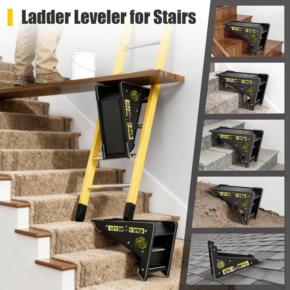 Mogseek extension-ladder jack stand-off for slope use