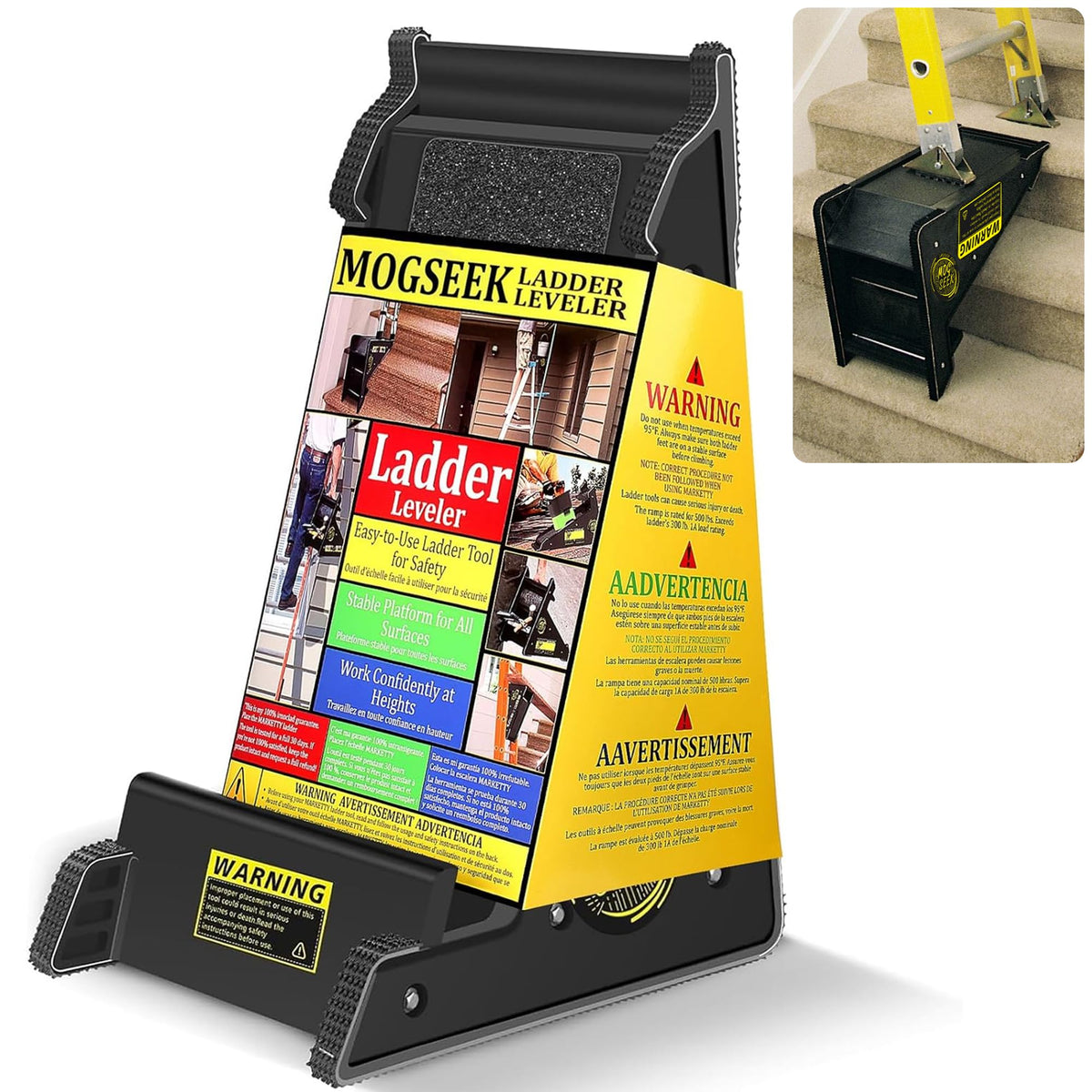 Mogseek stable platform ladder leveler on stairs improves stability and safety