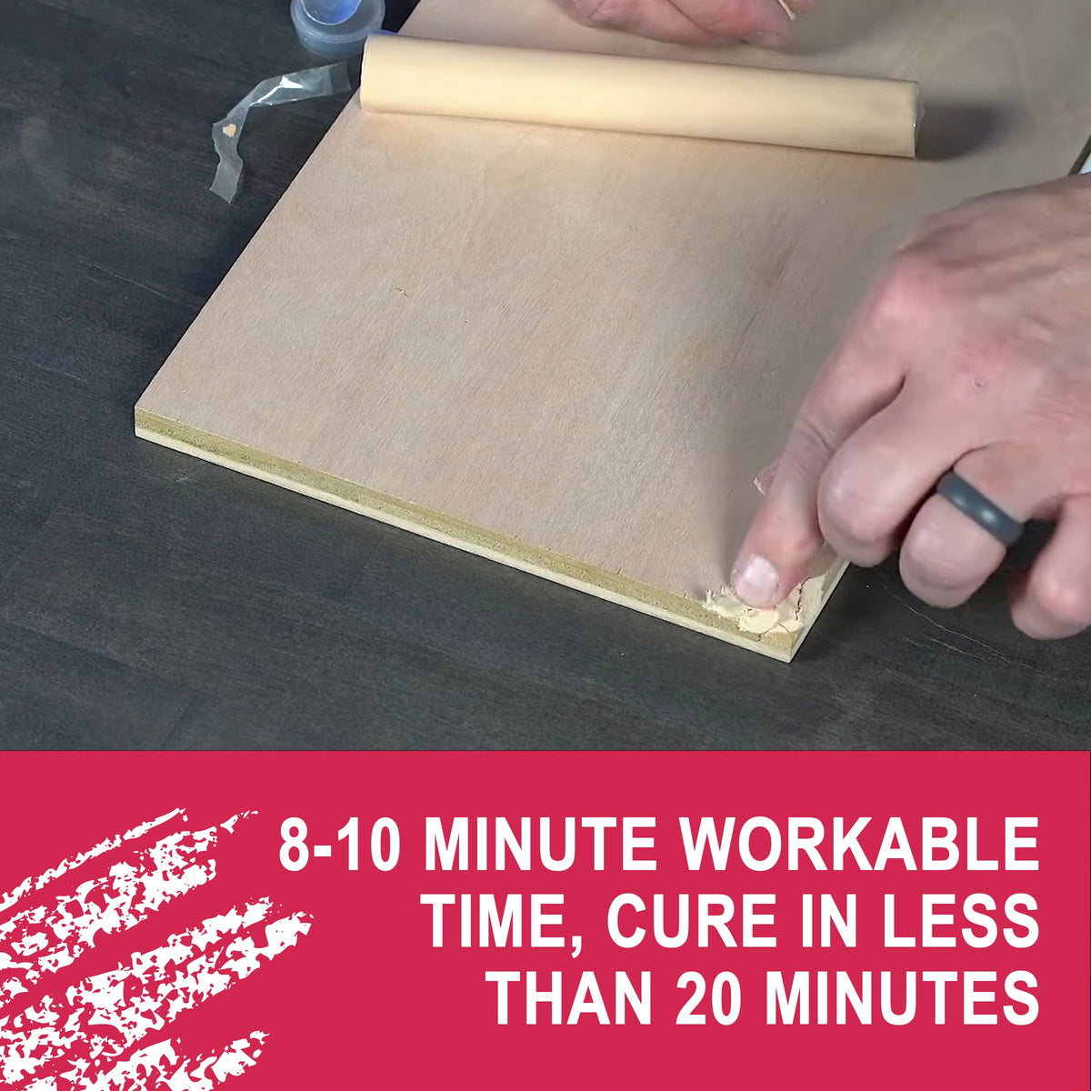 Mohawk Epoxy Putty Stick Walnut demonstrates strong adhesion on wood-to-metal surfaces.