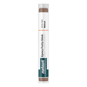 Mohawk Epoxy Putty Stick Walnut close-up for quick wood scratch repair.