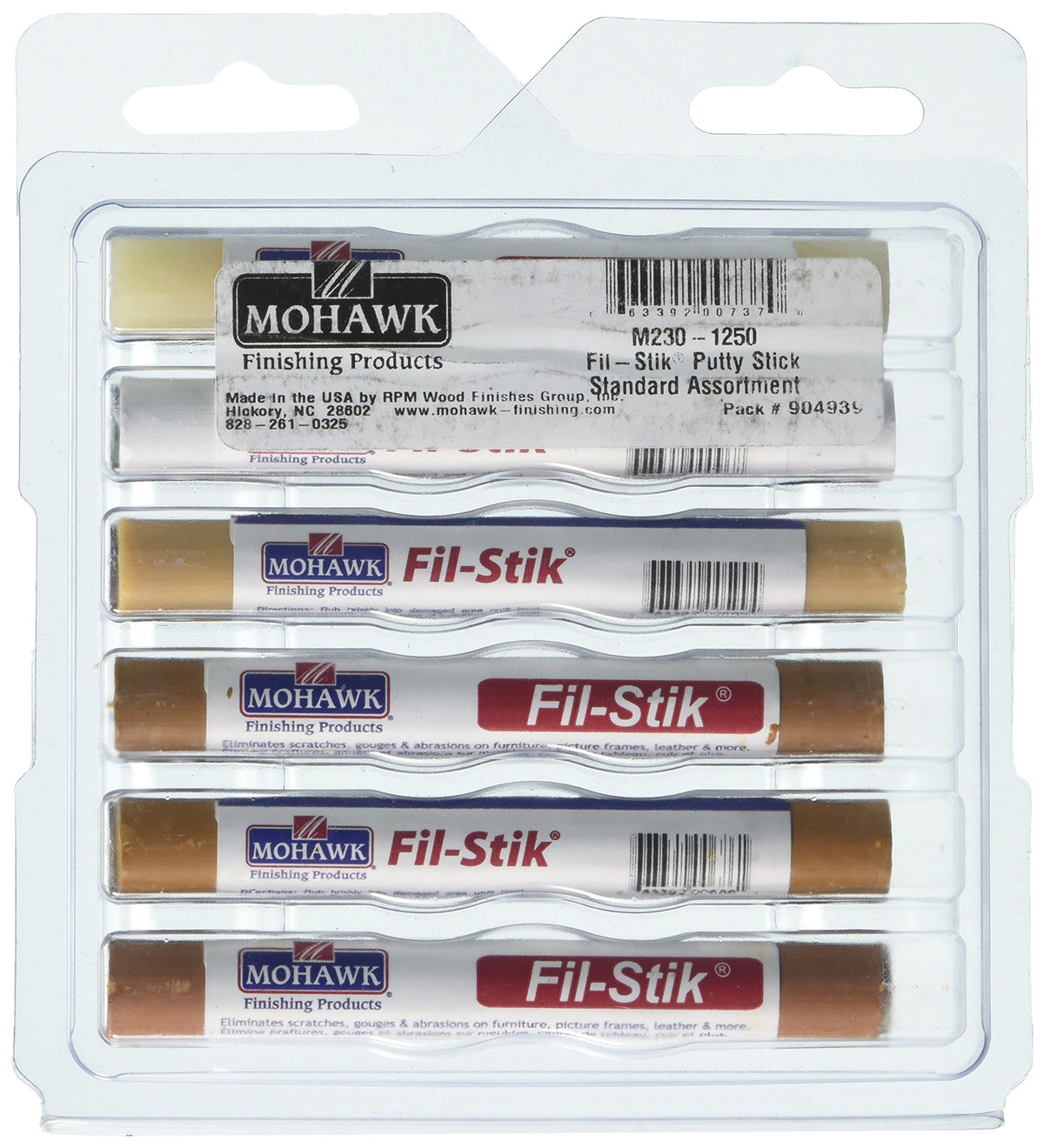 Mohawk Fil-Stik pencils come in 12 colors for quick, heat-free touch-ups.