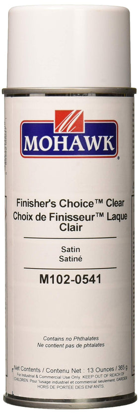 Mohawk Finishers Choice Clear Satin bottle ready for quick refinishing projects.
