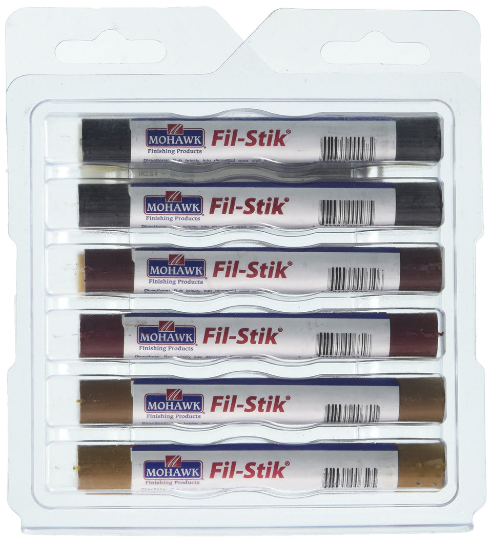Mohawk Fil-Stik repair pencils fill nicks and scratches on wood surfaces.