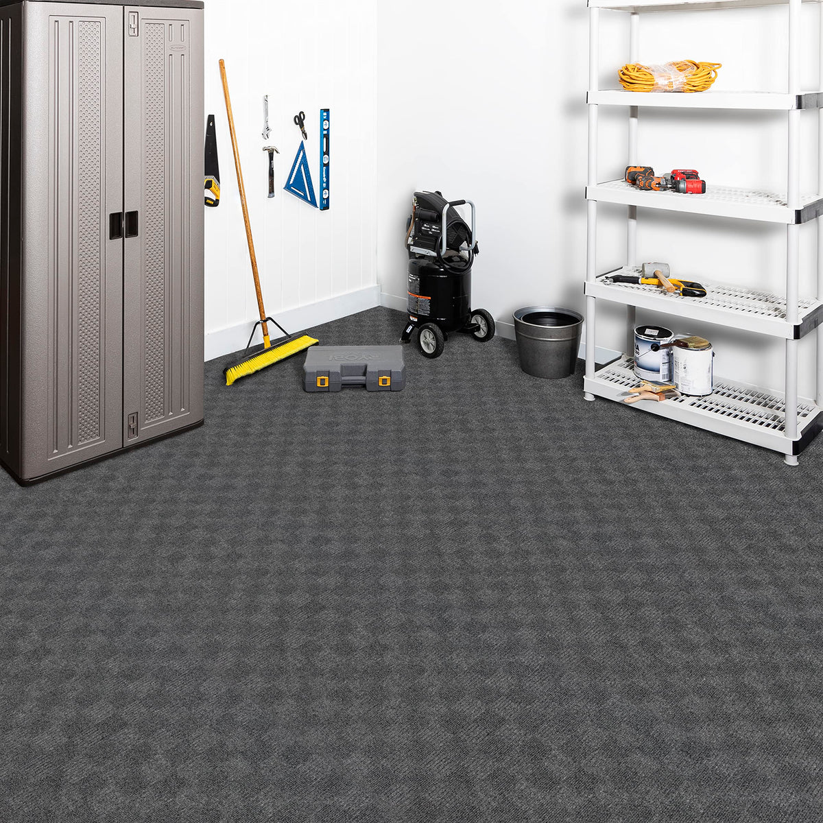Mohawk Home easy-cut tiles allow custom shapes.