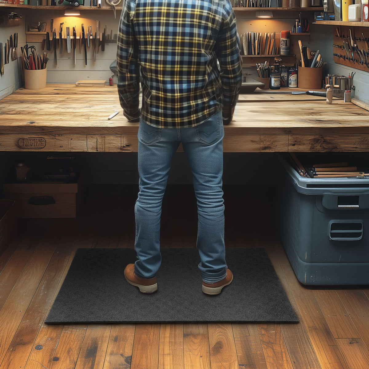 Mohawk Home garage floor setup demonstrates floor protection and easy maintenance
