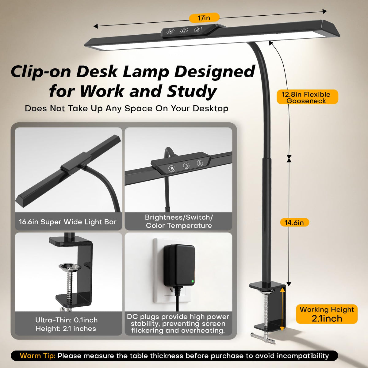 MOICO stepless dimming control lets you tailor brightness and warmth.