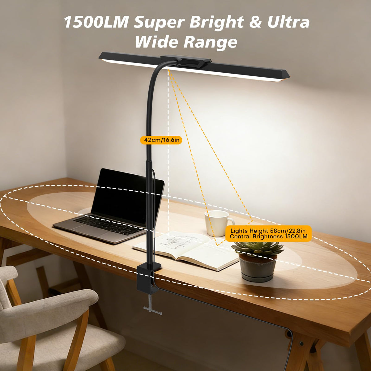 MOICO sturdy desk clamp keeps the lamp securely attached.