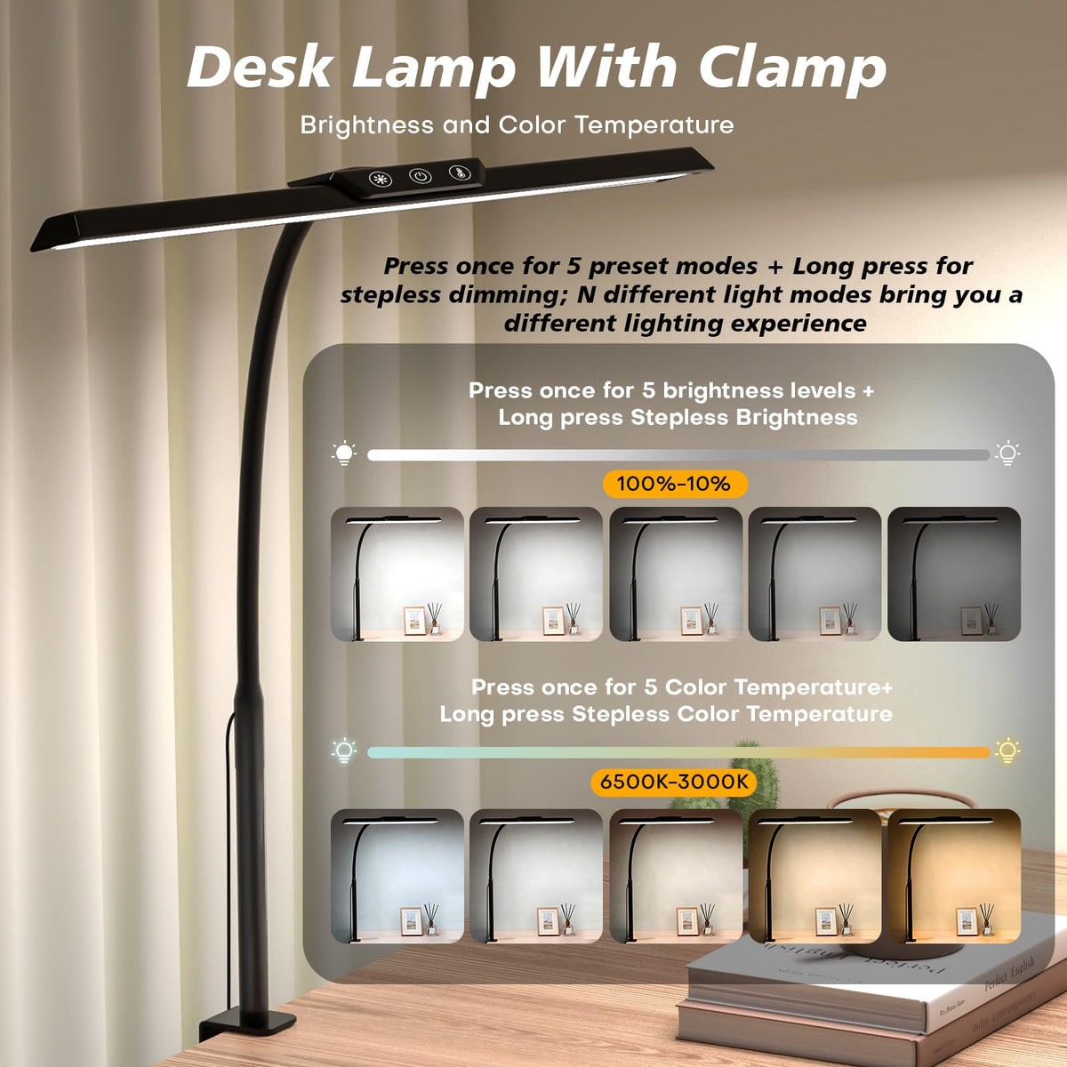 MOICO wide light bar brightens large desks for drafting and crafts.