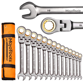 MoJoTools 23-piece flex-head wrench set front view for versatile automotive work