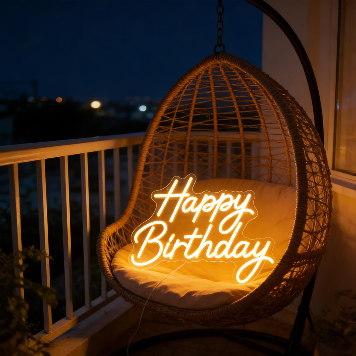 Mojoish Happy Birthday sign USB powered for flexible placement during celebrations