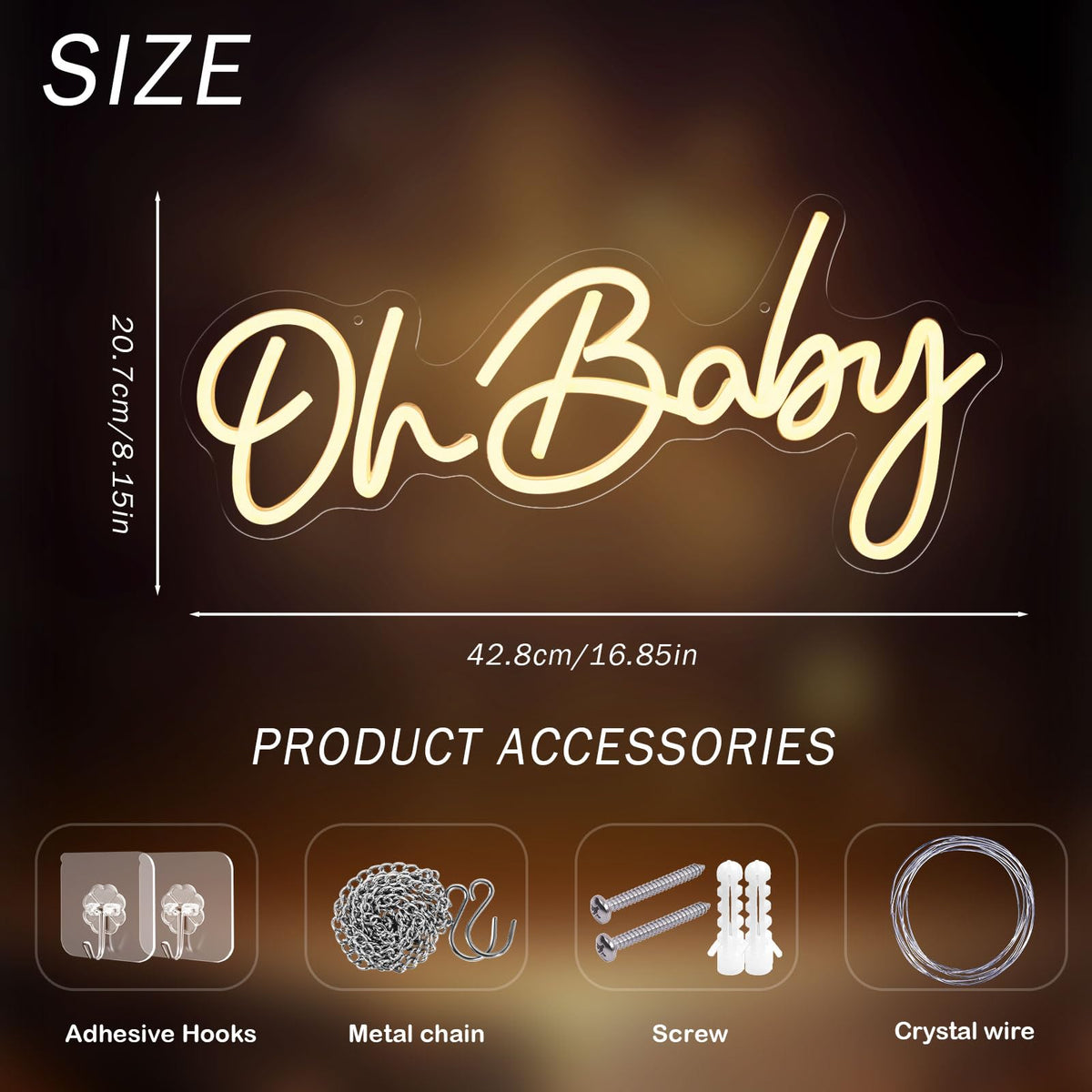 Mojoish Oh Baby neon sign gender reveal glow for memorable photos.
