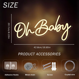 Mojoish Oh Baby neon sign gender reveal glow for memorable photos.