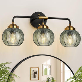 MOKATNG bathroom light with green leaf-texture glass shade for stylish task lighting