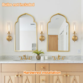 MOKATNG brushed gold wall mount with upward or downward installation option.