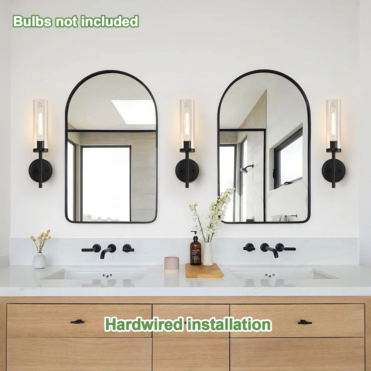 Two-pack matte black MOKATNG sconces enhancing modern decor