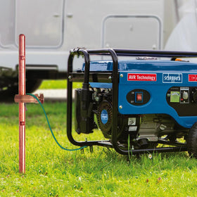 MOKIKUBA grounding rod installation showing driving into soil for stable connection.