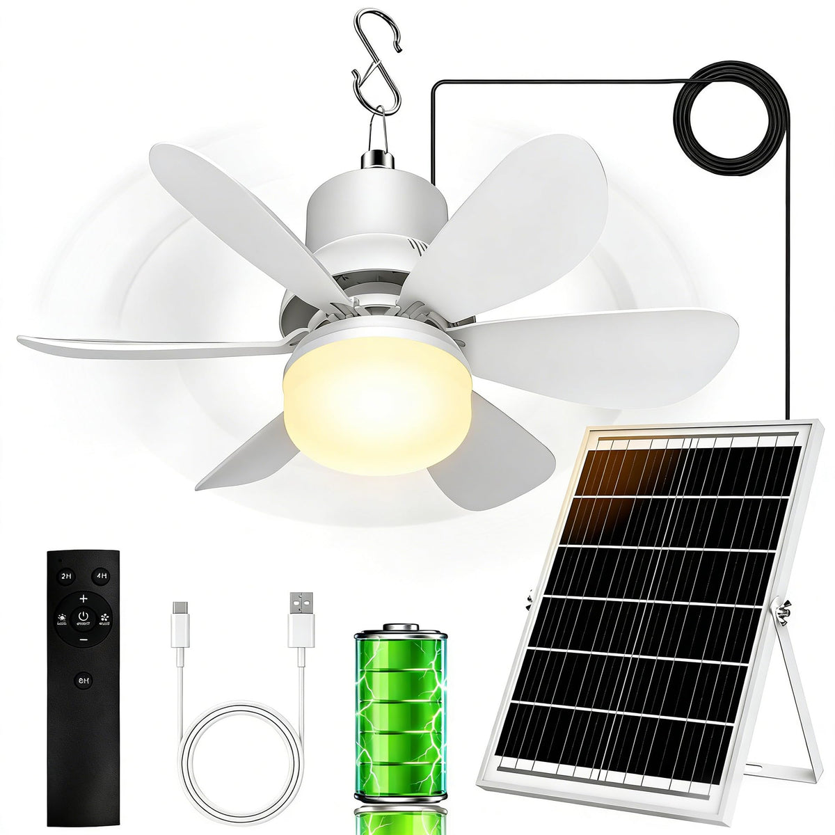 MOKOQI Solar Fan Gazebo Light enables portable cooling and illumination outdoors