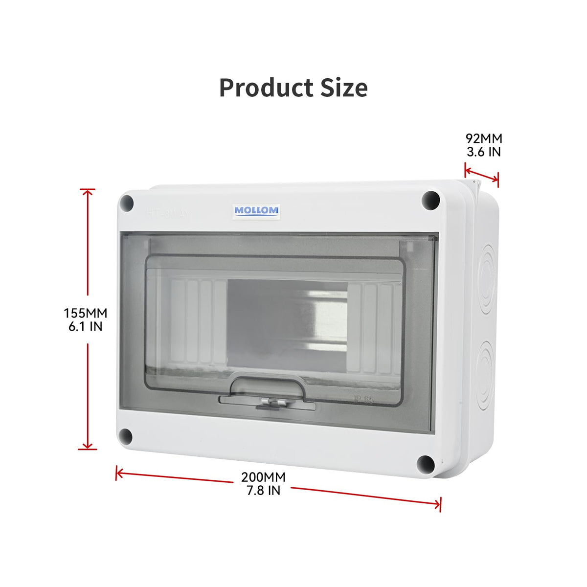 Mollom IP65 waterproof rating protects circuits from dust and rain