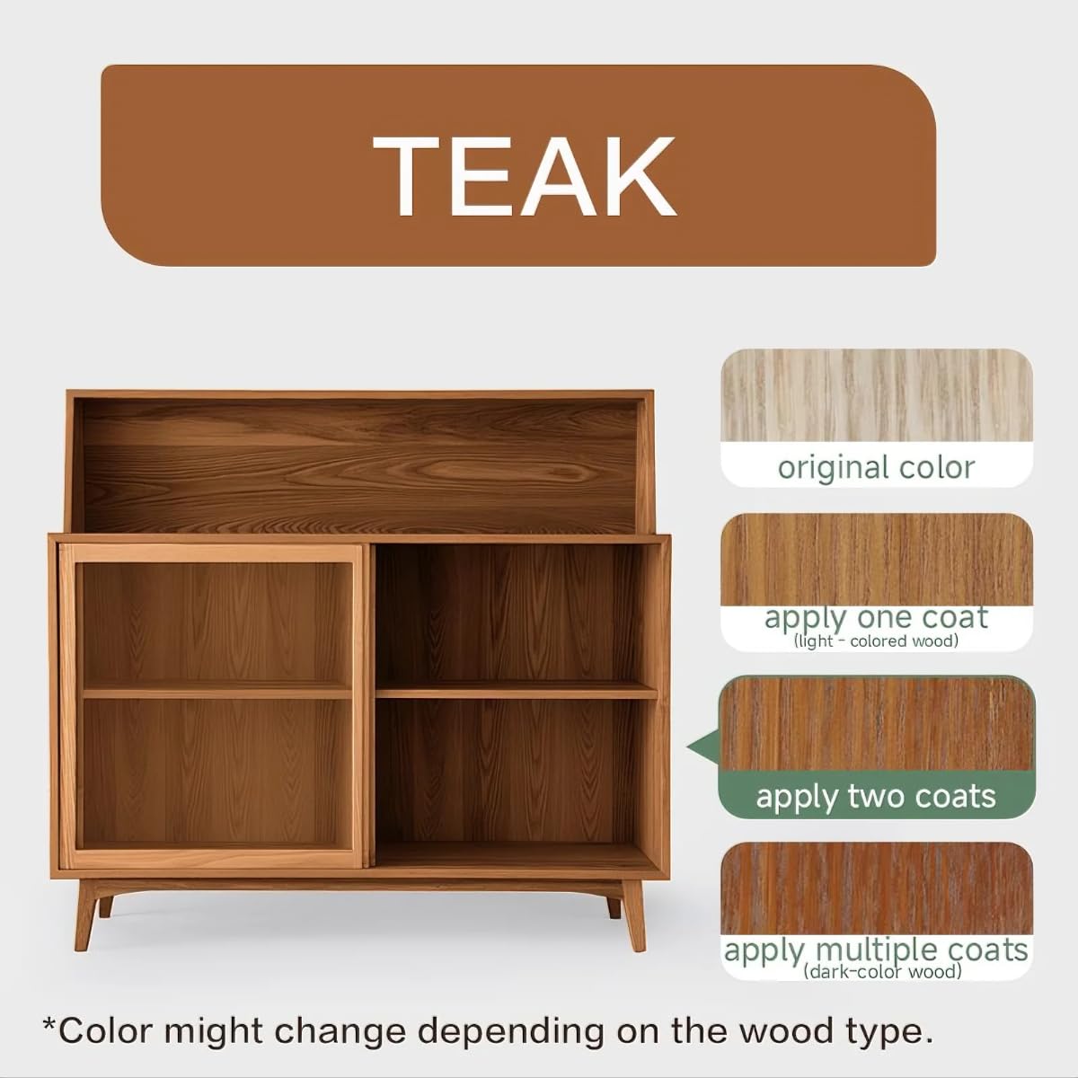 Mollor wood stain sealer in one for seamless finish.