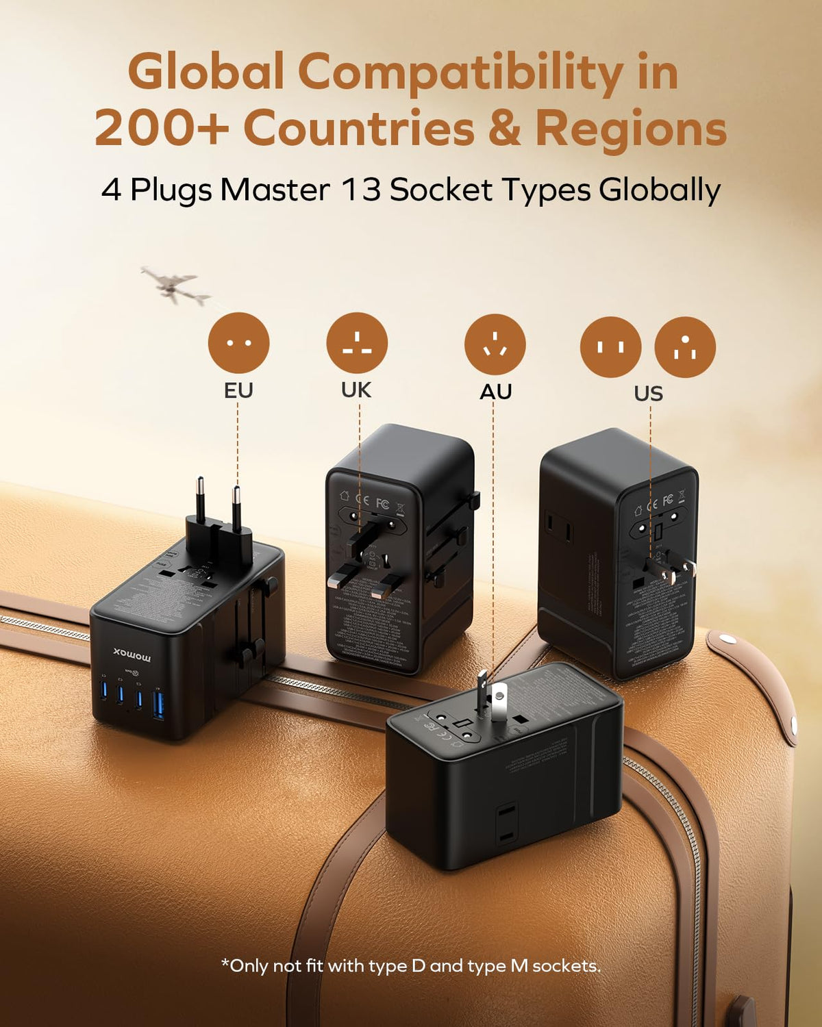 MOMAX 9-in-1 travel adapter safety shutters and dual fuse feature