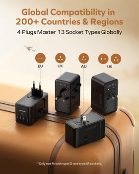 MOMAX 9-in-1 travel adapter safety shutters and dual fuse feature