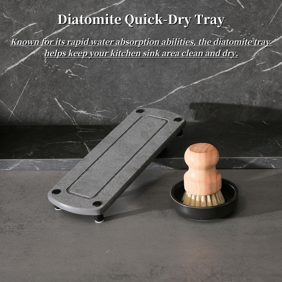 MOMEEMO ceramic brush holder provides organized storage on a stylish drying tray